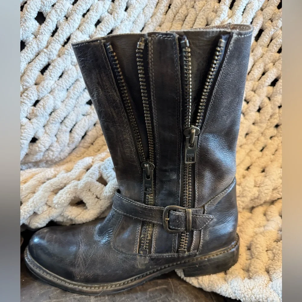 Bed Stu Black Leather Combat Boots - Picture 3 of 12